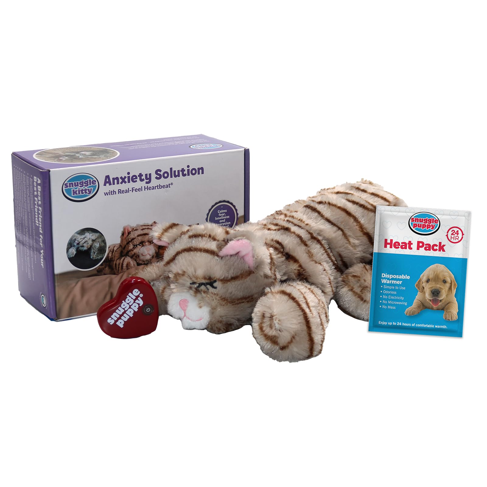 Snuggle Puppy SmartPetLove Snuggle Kitty Heartbeat Plush Cat Toy Cat Calming Toy and Anxiety Relief for All Breed Sizes.