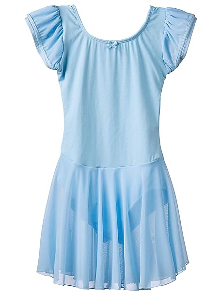 Dancina Mädchen Kurzarm Ballettkleid aus Baumwolle mit Flügelärmeln