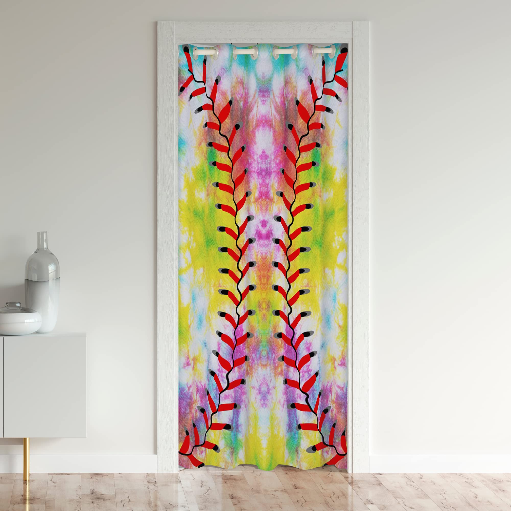 Loussiesd Tie Dye Door Curtain for Doorway Privacy Boho Hippie Closet Door Cover Curtain for Bedroom Living Room Trippy Tie Dyed Colorful Room Divider Curtain Cover 86x203cm 1 Panel