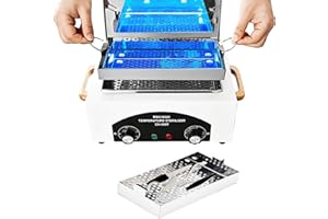 Shmian High Temperature Cleaning Box with Timer, Nail Salon Metal Tool Cleaning Box with Handle, 110V 300W 1.5L Dry Heat Cabinet with Stainless Tray for Beauty Hair Nail Metal Tools Cleaning…