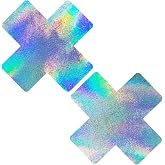 Neva Nude Iridescent Crystal Beamz Nipztix Pasties Nipple Covers for Festivals, Raves, Lingerie and More, Made in USA