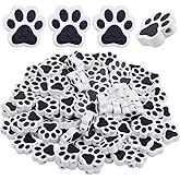 100pcs Pet Dog Paw Print Shape Wooden Spacer Beads - Black and White Wood Craft Beads for DIY Jewelry Making, Party Home Decoration Gifts