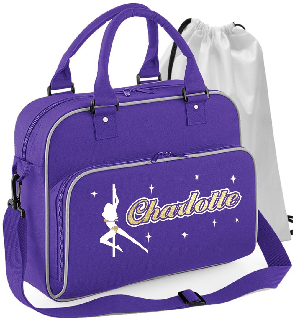 MusicaliTee Pole Fitness Dancing - Spinning Lady - Personalised Custom DUO DANCE Bag & Drawstring Shoe Backpack