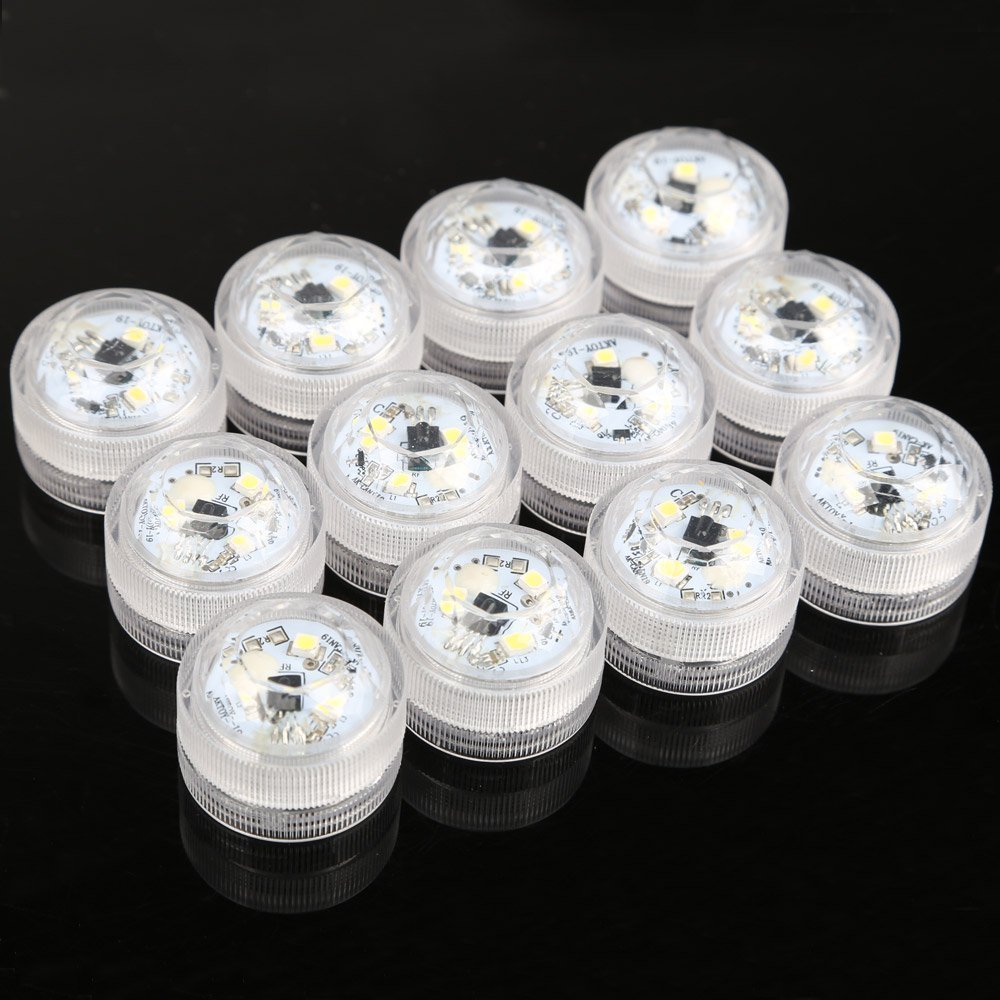 Lumière Sous l\'eau Show lumière d\'ambiance Bougies chauffe-plat avec télécommande pour étang et baignoire ou comme Vase Lampe (blanc froid)