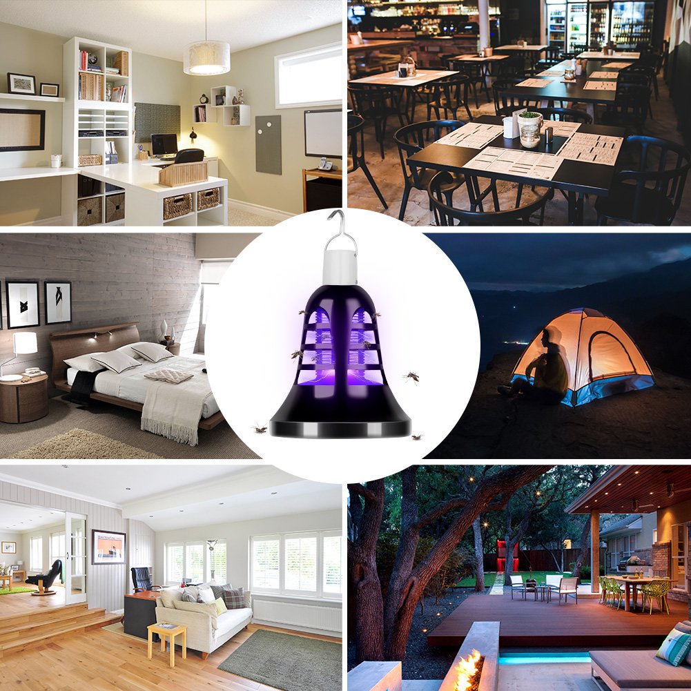 Mosquito Insect Killer Lamp- Portable Bug Zapper 2 in 1 18 LED 8W USB Light Bulb LED Camping Lantern Tent Light for Indoor & Outdoors, Home Kitchen & Traveling (6.6 FT USB Cable)