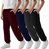 LessonZoo 4 Pack Boys Joggers Athletic Drawstring Sweatpants Kids Relaxed Fit Soft Sweat Pants Size 5-14 Years with Pockets