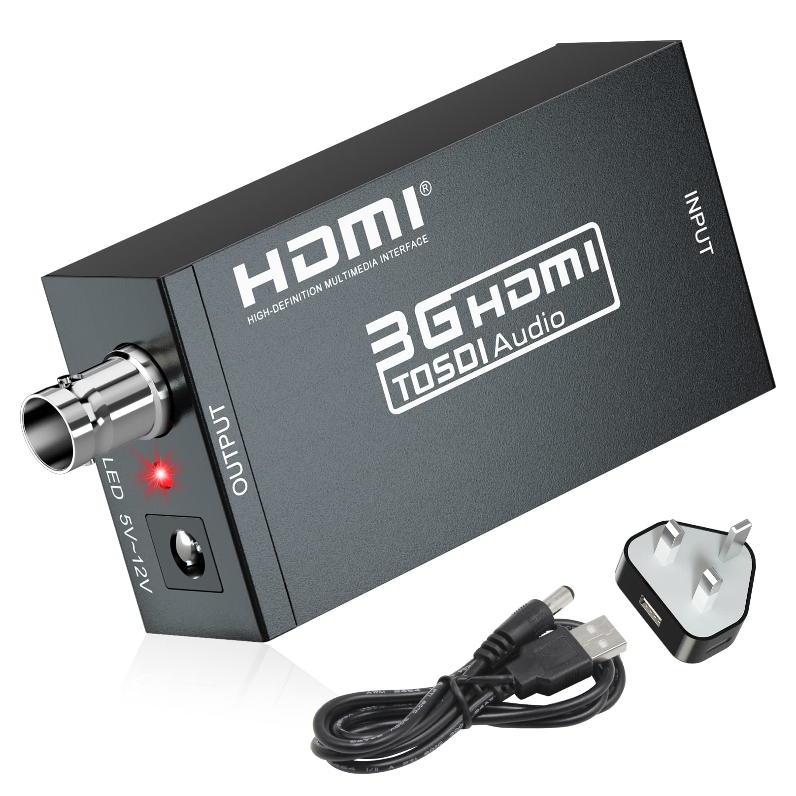 HDMI to SDI Converter, HDMI Input SDI Output Adapter Support 1080P for Camera Home Theater
