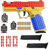 Dreamplay Shell Ejecting Toy Gun, DIY Automatic Pull Back Action Platebase Compatible with Legos Shooting Games Education Model Toy Pistol for Kids Gifts