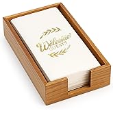 Acacia Wood Paper Guest Towel Holder for Bathroom Napkin Holders Disposable Hand Towels Tray Modern Wooden Napkins Holder for Table Kitchen Dinner Bathroom Guest Towel Holders Rectangle Napkin Basket