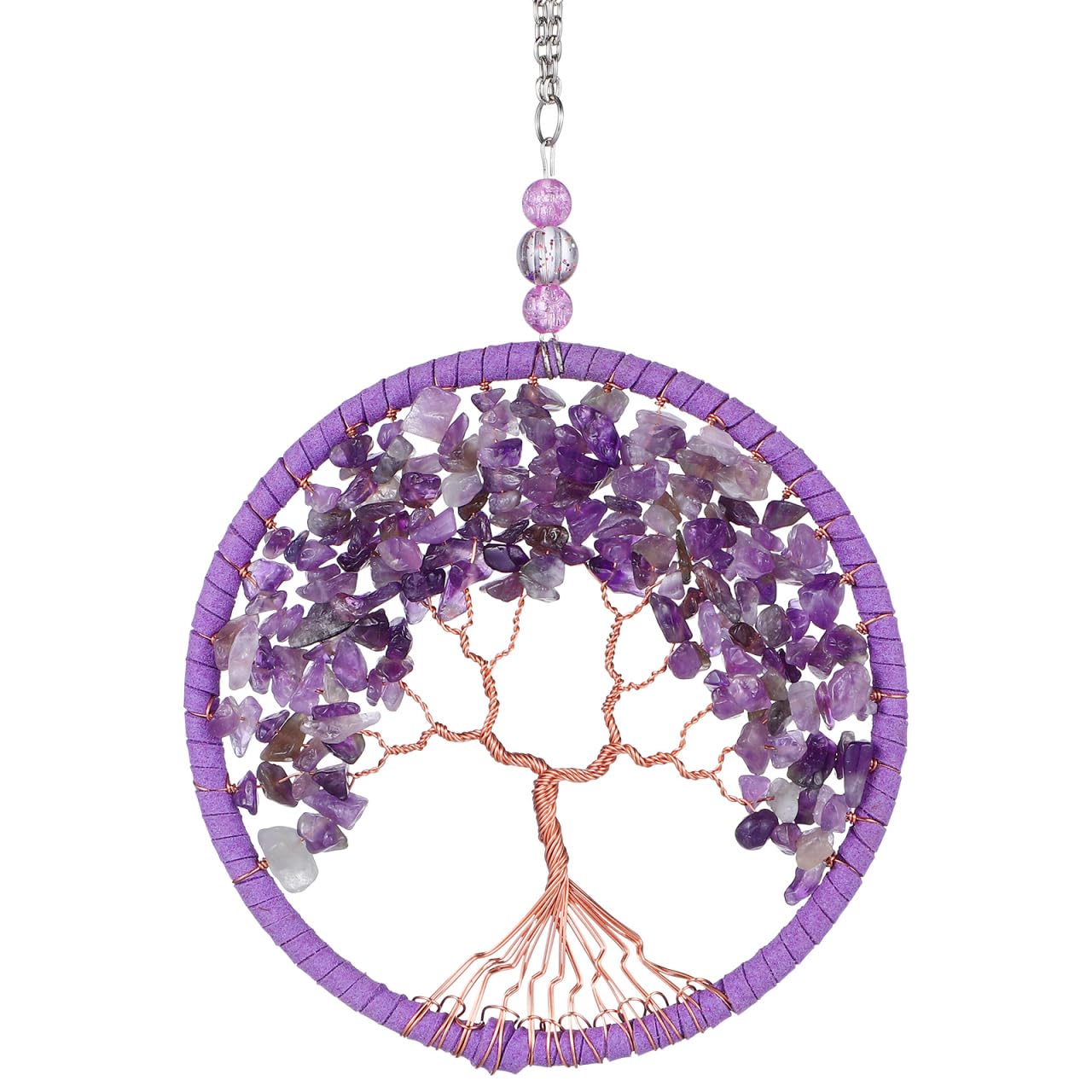Tree of Life Wall Hanging Ornament, Purple, Metal, 11cm, Wedding Occasion
