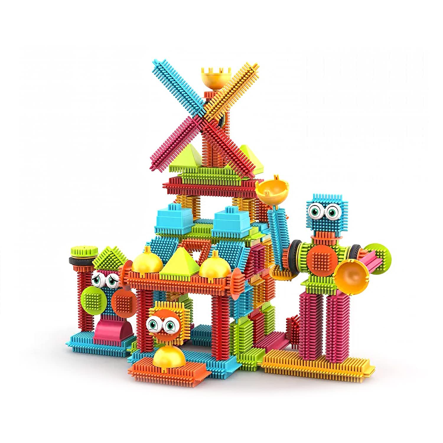 Contixo 144 pcs Bristle Shape 3D STEM Building Toys, Construction Learning Stacking Educational Block, Creativity Beyond Imagination, Inspirational, Safe & Durable, Recreational Toy for Kids Ages 3-8