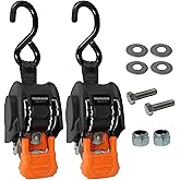 CargoBuckle Mini G3 Retractable Ratchet Straps, 1400 lbs Break Strength, 1-Inch Width X 6 ft Reach, Self Retracting Ratchet Straps for Trailers, Toy Haulers, ATVs, and Motorcycles - 2 Pack