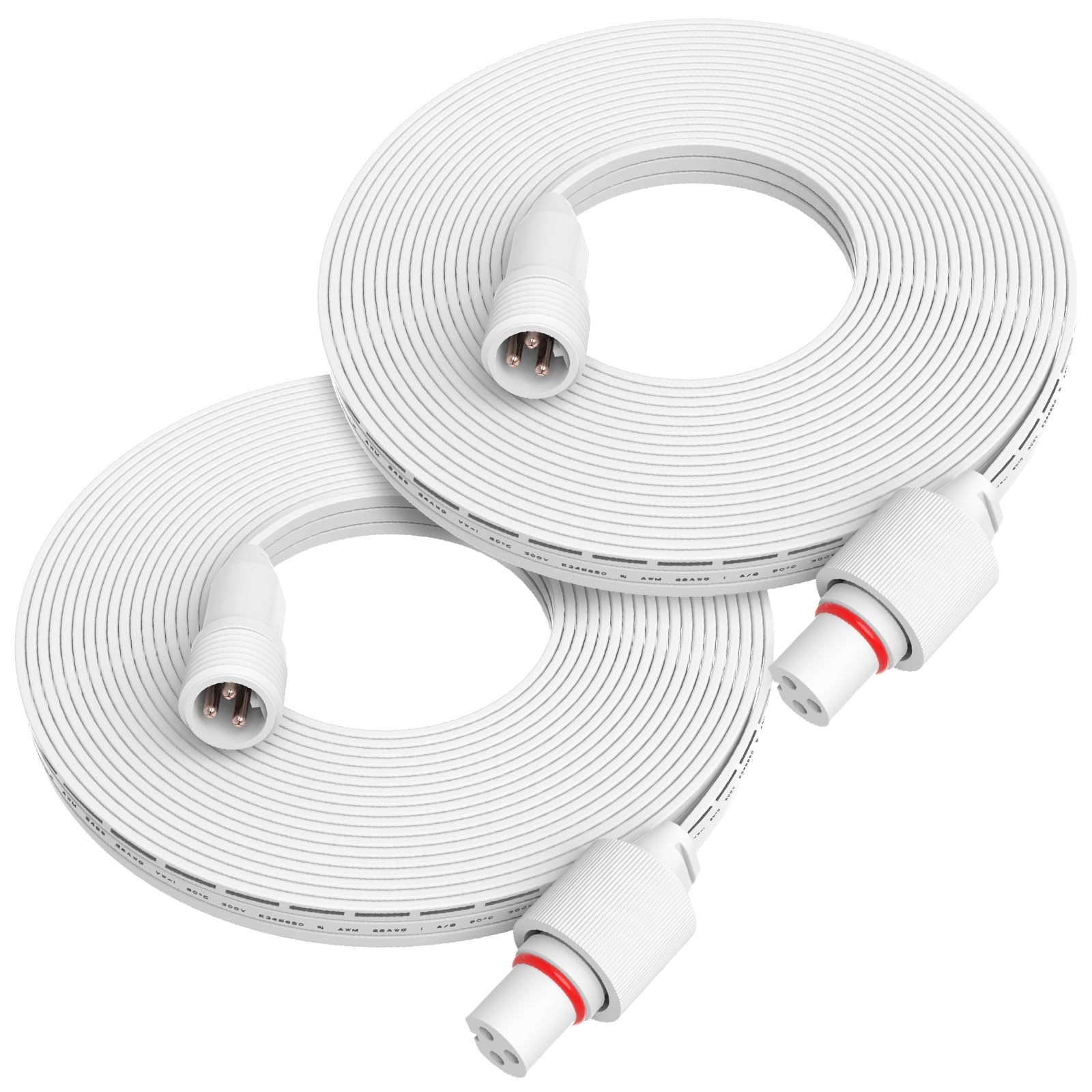 Photo 1 of 2 Set 8FT Permanent Outdoor Lights Extension Cable, IP68 Waterproof Extension Cord, 3 Pin Power Cord for Go-vee H705A H705B H705C H706A H706B H706C