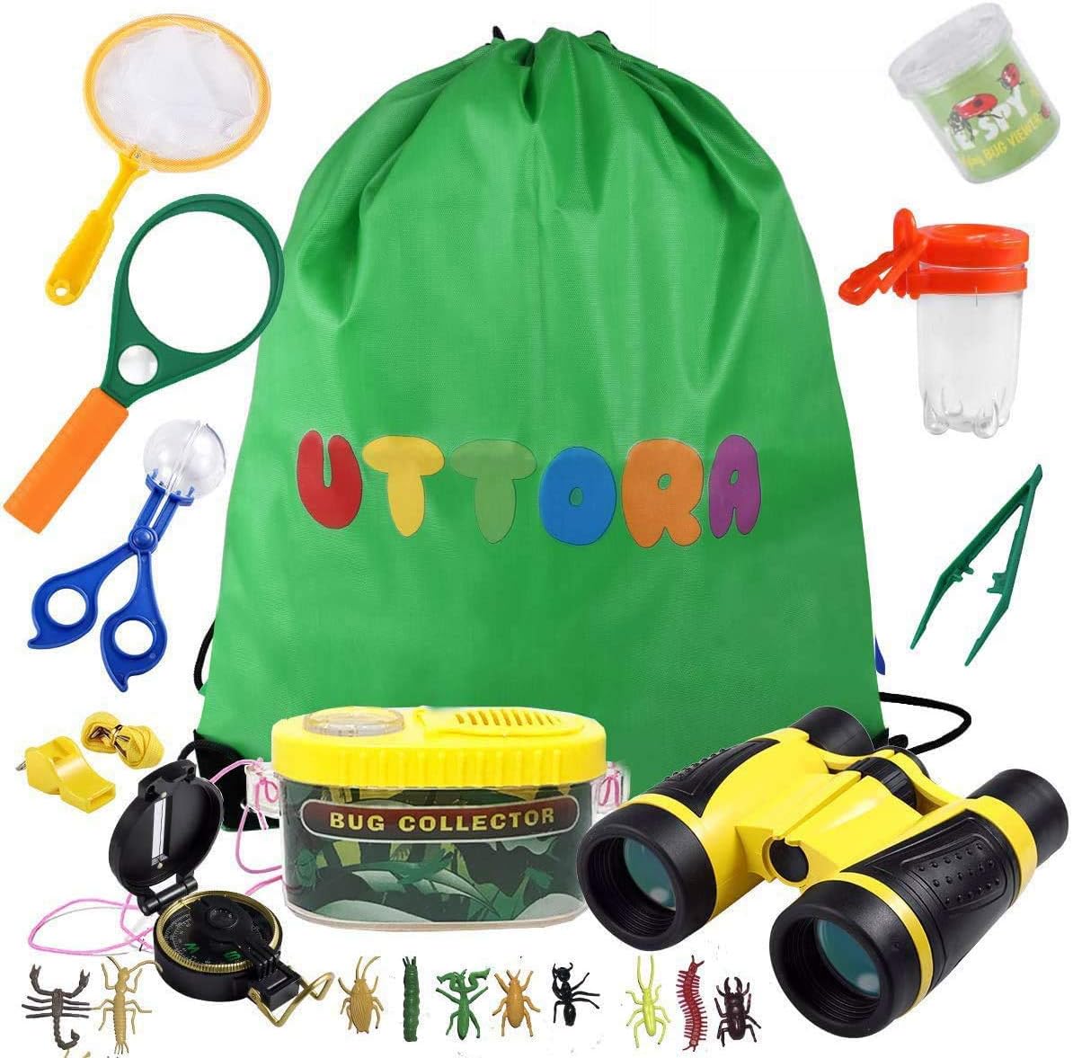 UTTORA Outdoor Explorer Kit Gifts Toys,Kids Binoculars Set,Outdoor Exploration Set,Best for 8+ Year Old Boy and Girl,Kids Adventure Kit,Children Outdoor Educational Kit(22 PCS)