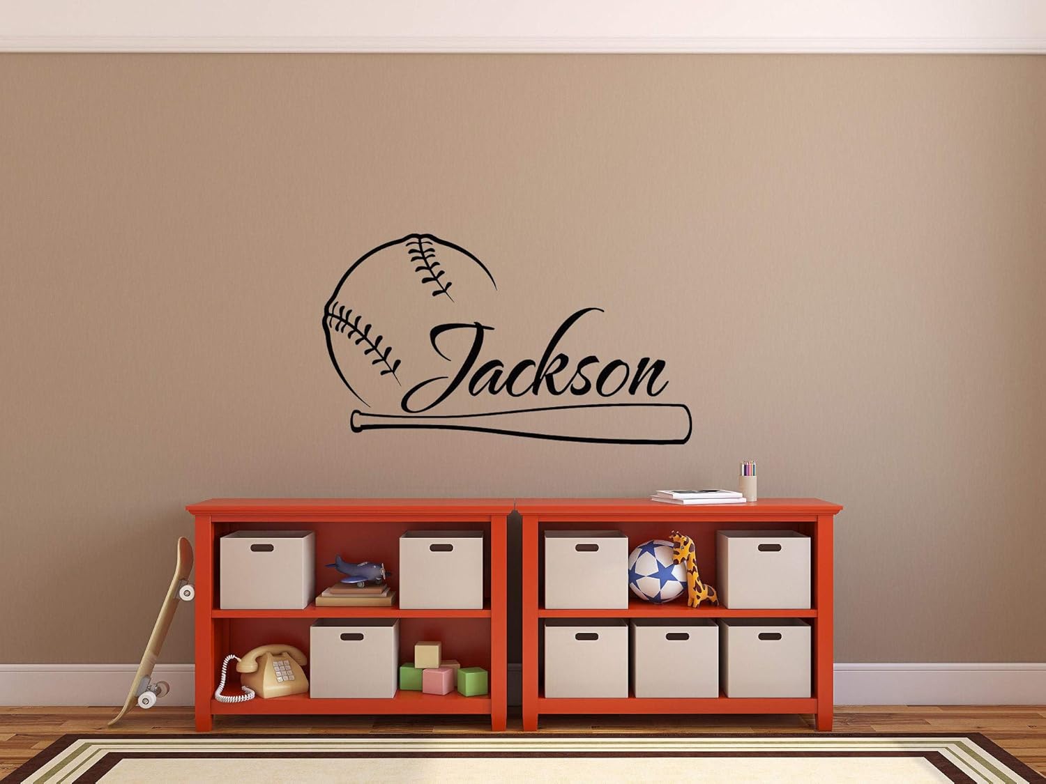 Baseball-Wandaufkleber, personalisierbar, für Jungen und Jugendzimmer