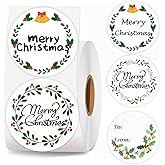 Christmas Direct Thermal Labels 2 Inch Coding Label Stickers for Thermal Label Printer Shipping Label Printer for Xmas New Year Party Business 500 Pcs Per Roll