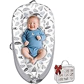 Baby Lounger, Baby Lounger for Newborn 0-24 Months, Premium Soft & Breathable Infant Lounger, Pure Cotton Baby Nest for Boys & Girls, Portable Newborn Lounger for Travel and Home.