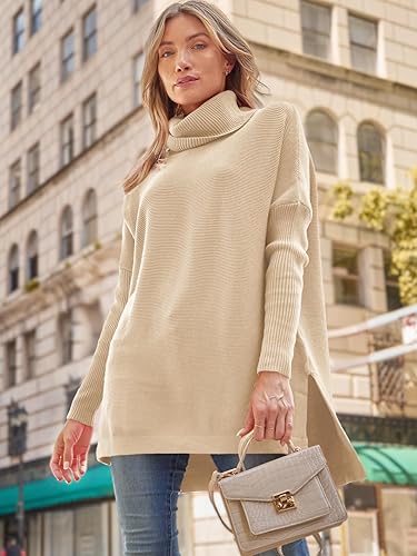 LILLUSORY Oversized Turtleneck Pullover Sweaters Womens 2025 Long