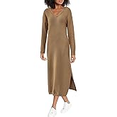 BTFBM Womens Fall Fashion 2025 Sweater Dress Casual V Neck Long Sleeve Slit Knit Oversized Sweaters Winter Maxi Dresses