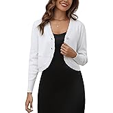 Enjyam Womens Long Sleeve Shrug Button Down and Faux Pockets Cropped Bolero Cardigans Tops