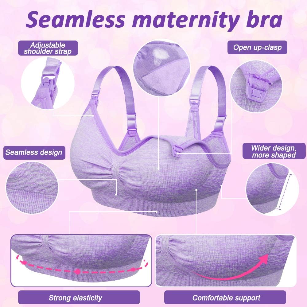 Rovtop 3 PACK Women’s Nursing Bra Seamless Sleeping Maternity Bra