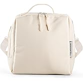 Modaniam- Modern-Insulated Lunch Bag| |Cream Lunch box for woman, Adults for work, Office, College,Picnic|Modern |Stylish|Nylon|Large/Medium, cute, Aesthetic| Vanilla-White- Cross Body