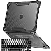 MOSISO Compatible with MacBook Air 13 inch Case 2026 2025-2022 M4 A3240 M3 A3113 M2 A2681,Ruggedized Honeycomb Heavy Duty Hard Shell with TPU Bumper&Keyboard Skin for MacBook Air 13.6 inch Case,Black