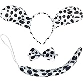 Skeleteen Dalmatian Dog Costume Set - Black and White Dog Ears Headband, Bowtie and Tail Accessories for Toddlers and Kids