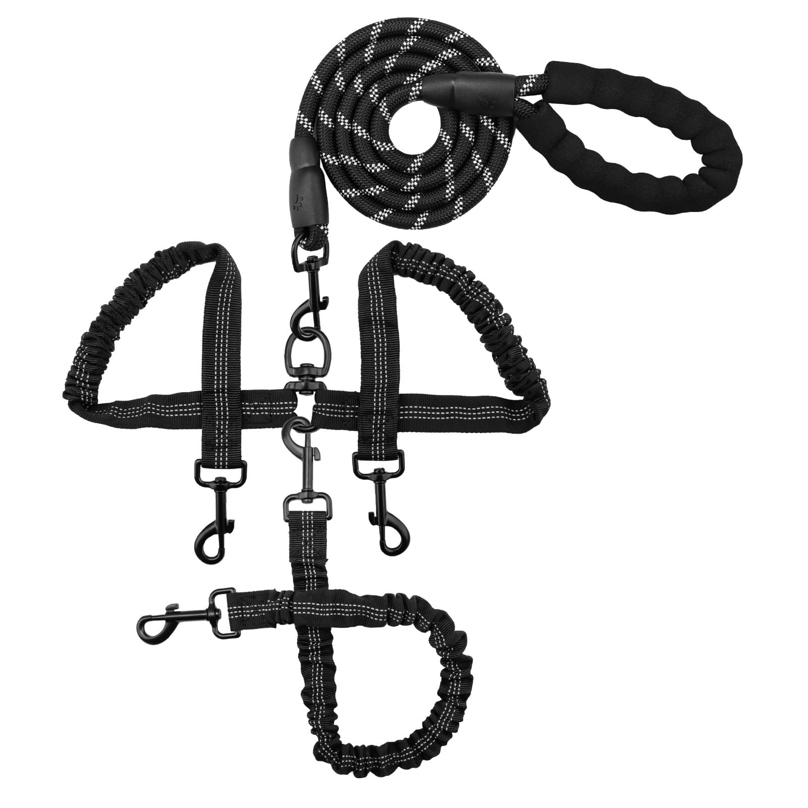 Photo 1 of Triple Dog Leash Heavy Duty, No Tangle Removable Leads for 1-3 Dogs with Shock Absorbing Bungee and Soft Padded Handles, Comfortable Dog Leash for Multiple Dogs Outdoor Walking Training Adventures