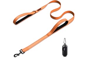 CHENEDY Dog Leash, Heavy Duty Dog Leash, Leashes for Large Breed Dogs ., Double Handle Dog Leash, Reflective Training Lead, Perfect for Medium to Large Dogs(5FT,Orange)