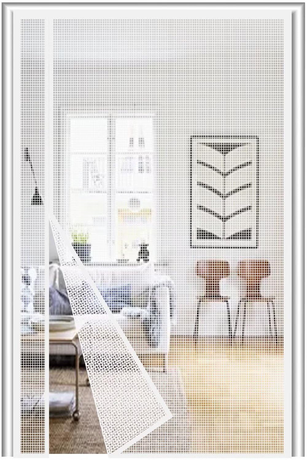 Side Opening Magnetic Fly Screens for Doors 90x220 cm Fiberglass,Heavy Duty Bugs Door Screen,Reversible Left Right Anti Mosquito Mesh Fly Curtain with Powerful Magnets & Full Frame Magic Tape