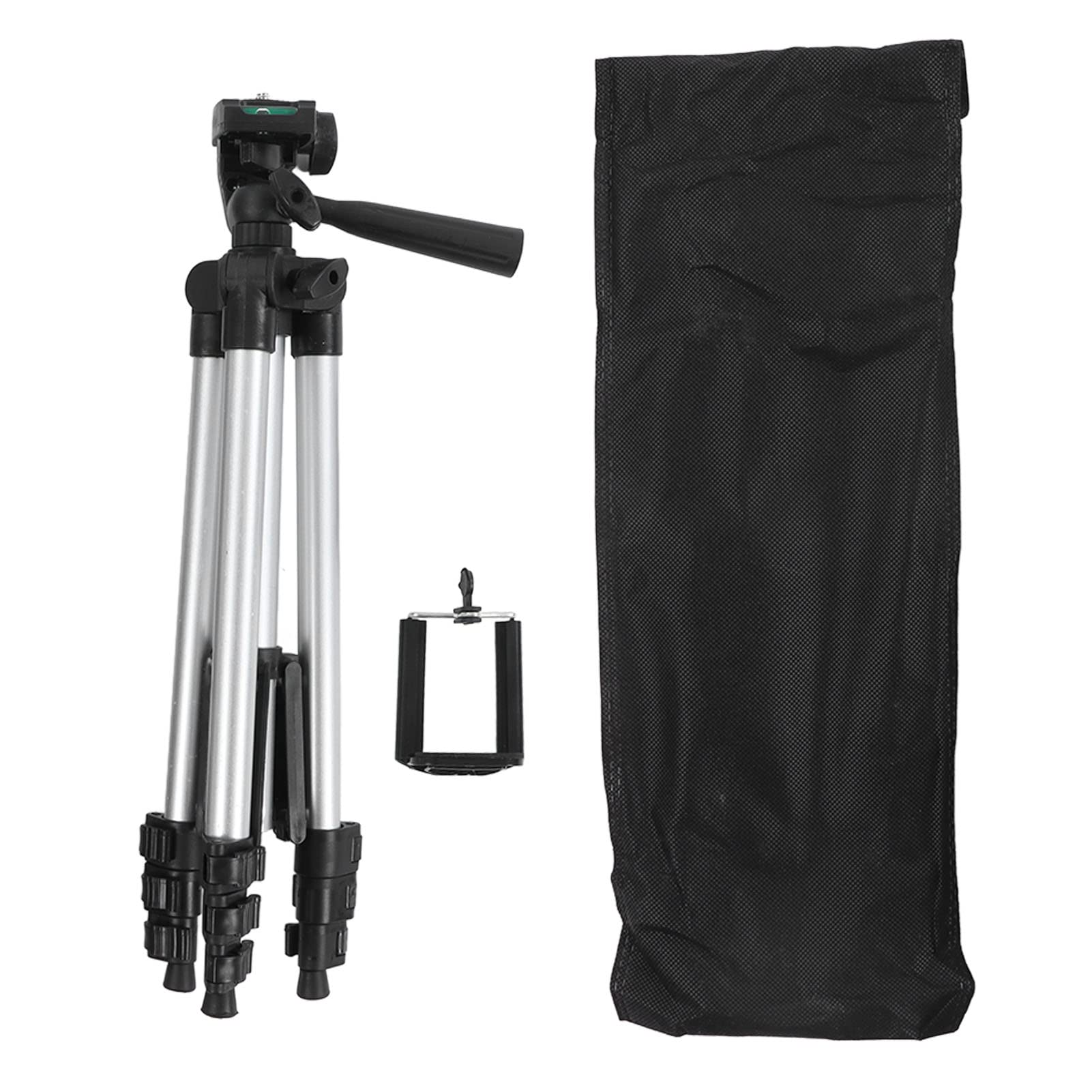 Folanda Camera Tripod, 4 Sessions Stretchable Cell Phone Tripod with Bubble Level and Phone Clip, 2.5kg Maximum Load Camera Stand Tripod Supports 360° Panoramic Shooting and 90° Vertical Shooting
