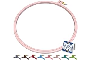 Maker Susan Plastic Embroidery Hoop, Hello Series Cross Stitch Hoops for Beginners, Punch Needle Hoop, Embroidery Frames for Sewing, Needlework, Embroidery Projects (Soft Pink, Large 9.45" (24 cm))