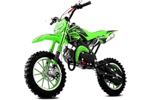 NAKTO 50cc Dirt Bike for Kids, 2-Stroke Gas Power Motorcycle, Off-Road Mini Dirtbike Kids 8-14 with Dual Disc Brakes and Shock Absorption Up to 25 MPH, Easy Pull Start (Green)