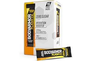 BODYARMOR Flash IV Electrolyte Packets, Tropical Punch - Zero Sugar Drink Mix, Single Serve Packs, Coconut Water Powder, Hydration for Workout, Travel Essentials, Just Add Sticks to Liquid (15 Count)