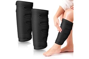 Hoolerry 2 Pcs Lymphedema Compression Wraps Calf Adjustable Brace 5 Strap Leg Wraps for Lymphedema Swollen Calf Garment Brace for Edema, Venous Insufficiency, Varicose Veins