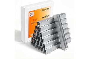SITLDY Heavy Duty T50 9/16- inch Length Staples 1420-Count, 3/8 Crown 20 Gauge Beveled Chiseled Pointed Galvanized Staples, for Pneumatic, Electric, Manual T50 Stapler Gun