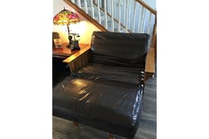 OctoRose Upholstery Fabric and Bonded Micro Suede Reversible 3 Side Zipper Sofa Bed Futon Chair Loveseat Covers Patio Chair Box Cushion Slipcover (LeatherLook-Brown, Loveseat(54x54+6inch))