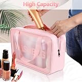Jsdoin 4 Pcs Clear Travel Toiletry Bag Set Pink PVC Waterproof view 4