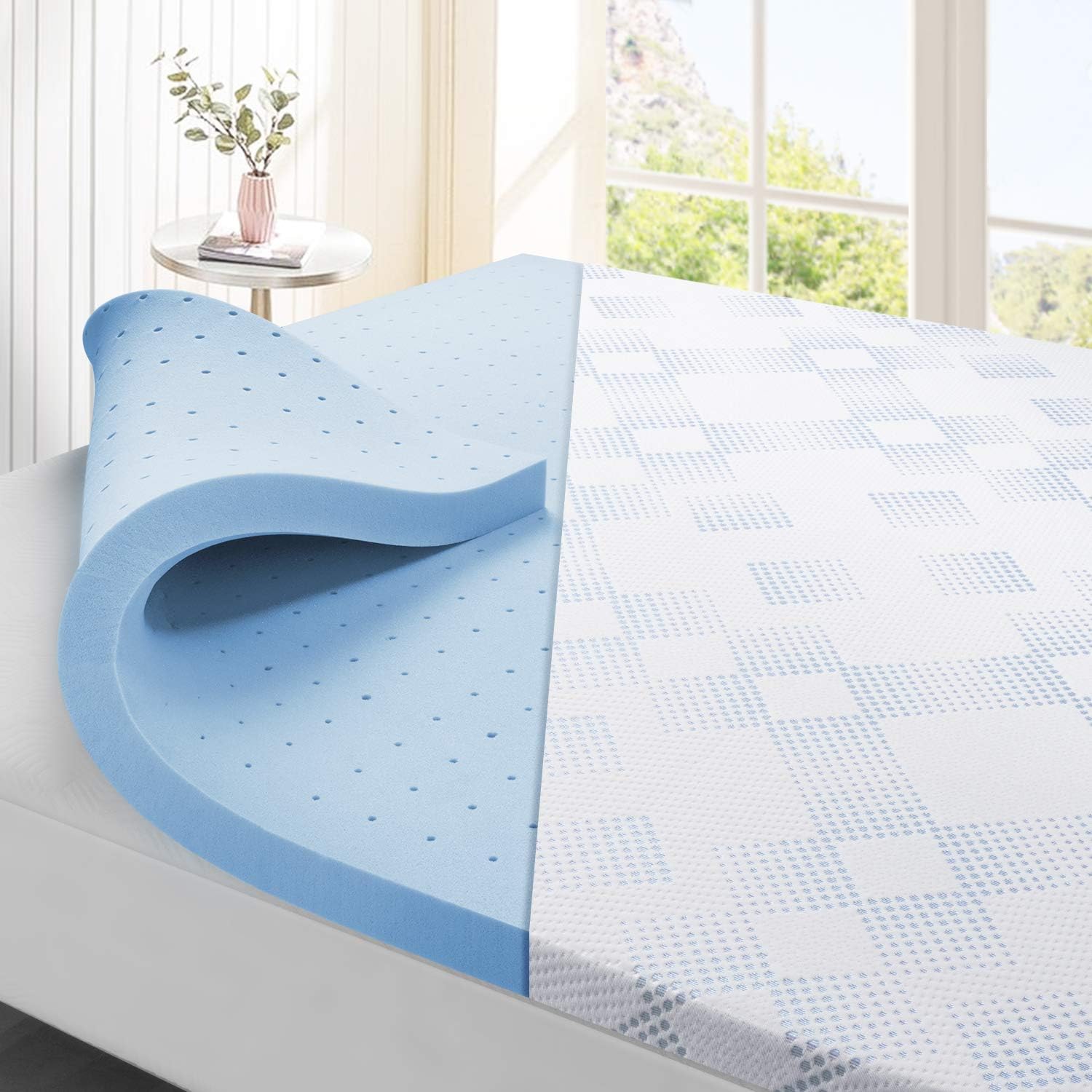 Maxzzz 2 Inch Memory Foam Mattress Topper Twin, Gel Infused Cool Foam