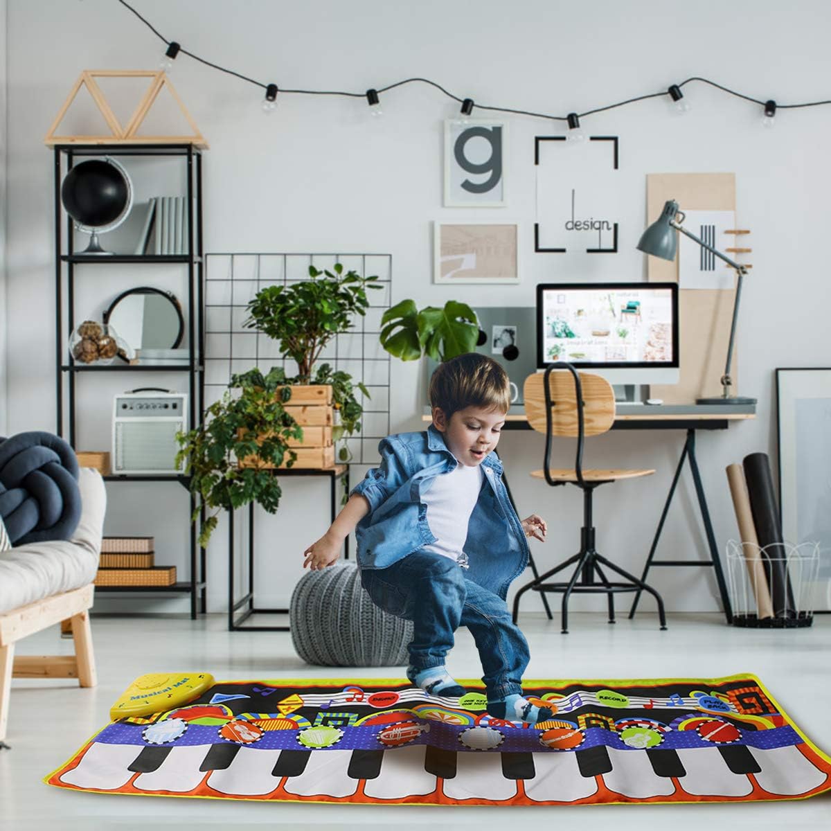 RenFox Kids Musical Mats, Music Piano Keyboard Dance Floor Mat Carpet Animal Blanket Touch Playmat Early Education Toys for Baby Girls Boys(43.3x14.2in): Toys & Games