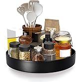 Metal Lazy Susan Organizer, 10 Inch Anti-Rust Turntable for Cabinet, Kitchen, Dining Table, Bathroom – Rotating Spice Rack, Spinner Storage, Round Carousel Organizer for Countertop Black