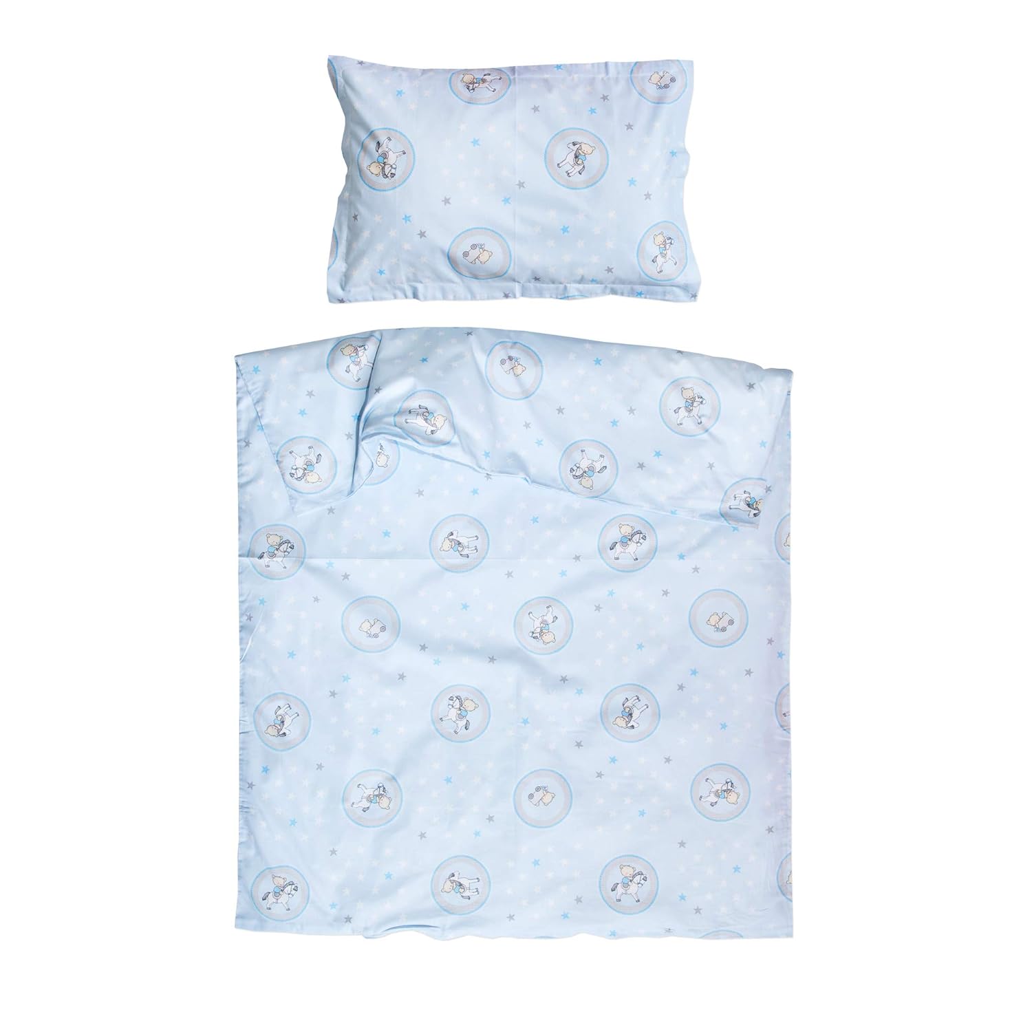 Parures De Lits Bebe Puericulture Patichou 100 Coton Linge De Lit Pour Bebe Ours Et Cheval Taie Doreiller Et Housse De Couette 80x1 Cm