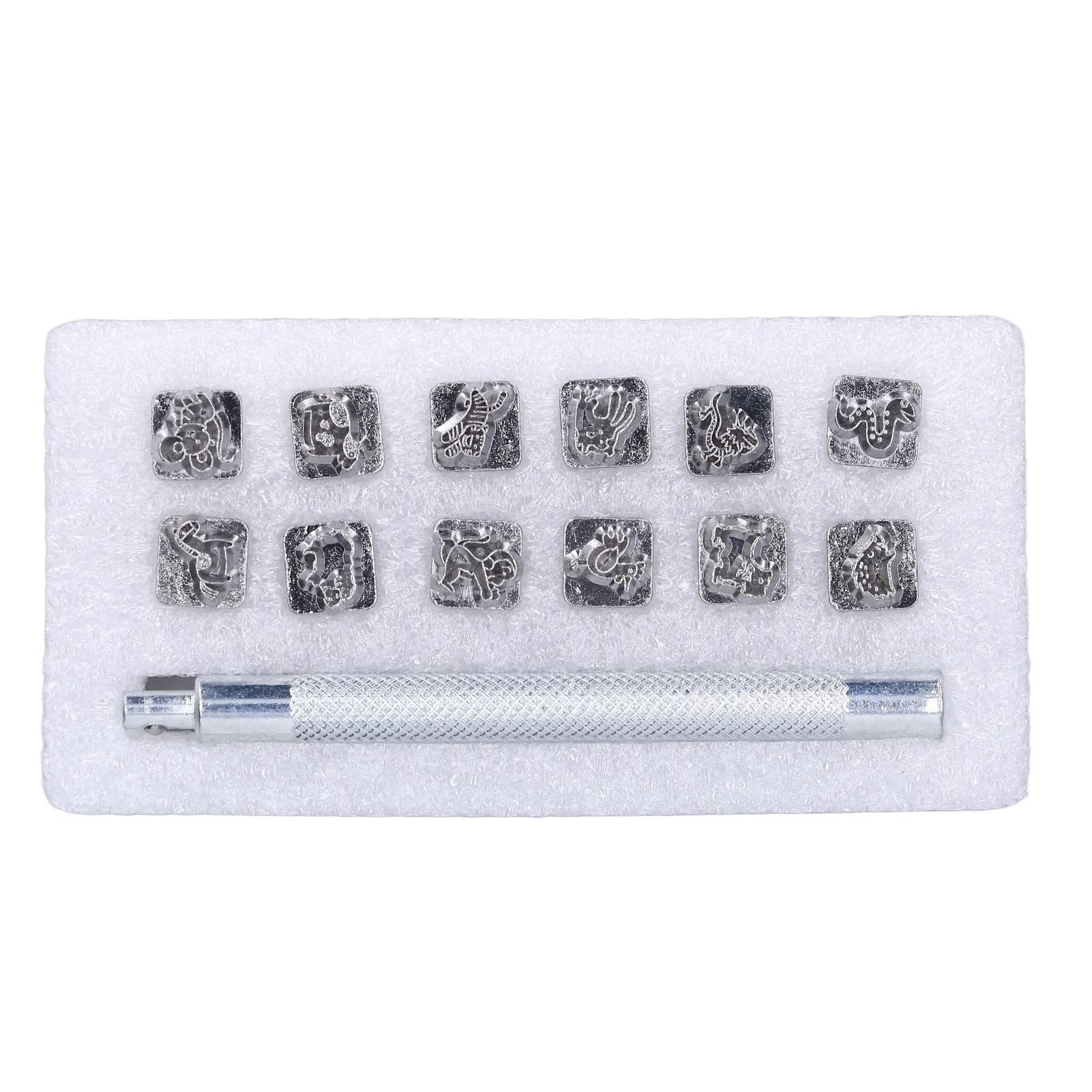 Pssopp Leather Embossing Stamp Leather Stamping Tool Leather Craft Carving Embossing Stamp for Leather Craft(Chinese Zodiac Seal)
