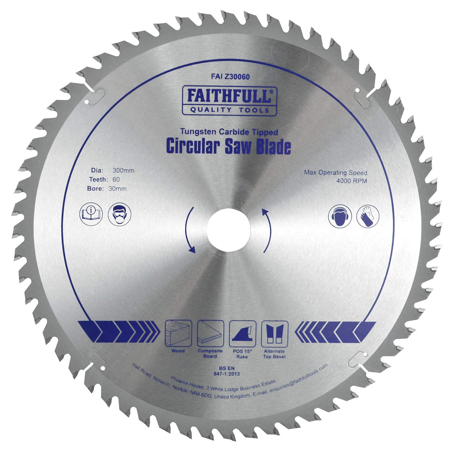 Faithfull TCT Circ Saw Blade 300 X 30 X 60T