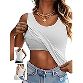 Ninee Camisole Tops for Women with Built in Bra Adjustable Strap Tank Top Casual Basic Cami Tanks