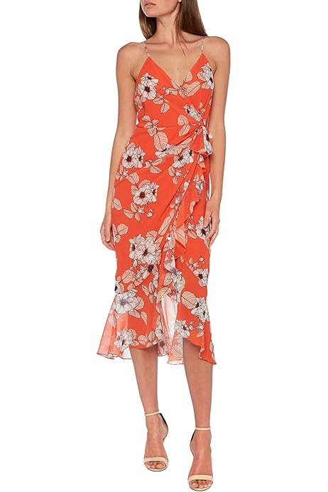 bardot elle chiffon midi dress