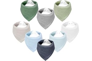 Duludulu 100% Cotton Baby Bibs - Muslin Bibs for Drooling & Teething, Boys & Girls