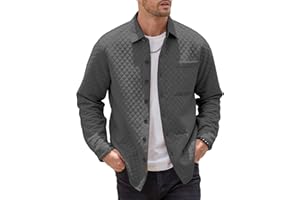 JEMLDL Mens Shacket Long Sleeve Shirt Jacket with Pockets Lightweight Quilted Overshirt
