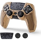 GeekShare G.S.TAC Tactical PS5 Controller Skin Set: Non-Slip Silicone Cover Compatible with PS5 Wireless Controller, 2 Thumb Grips & 2 Stickers, Compatible with Monster Hunter Wilds (Desert Yellow)